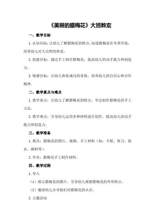 《美丽的腊梅花》大班教案
