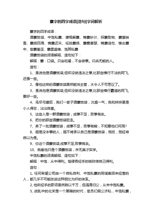 囊字的四字成语造句字词解析