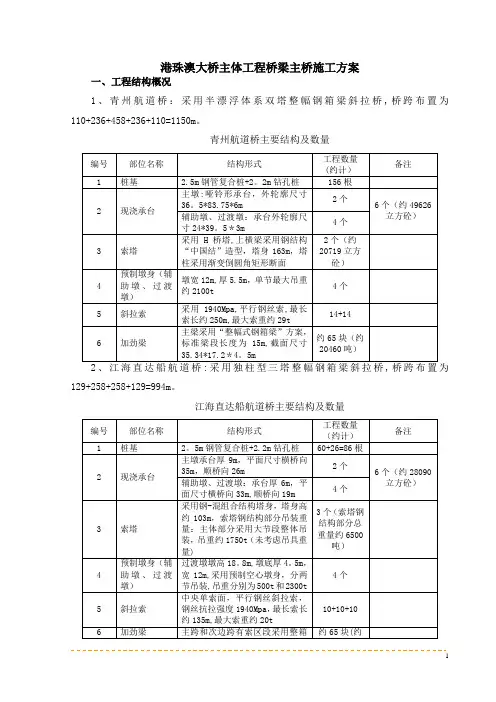 港珠澳大桥主体工程桥梁主桥施工方案