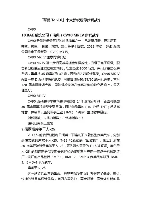 「军武Top10」十大新锐履带步兵战车