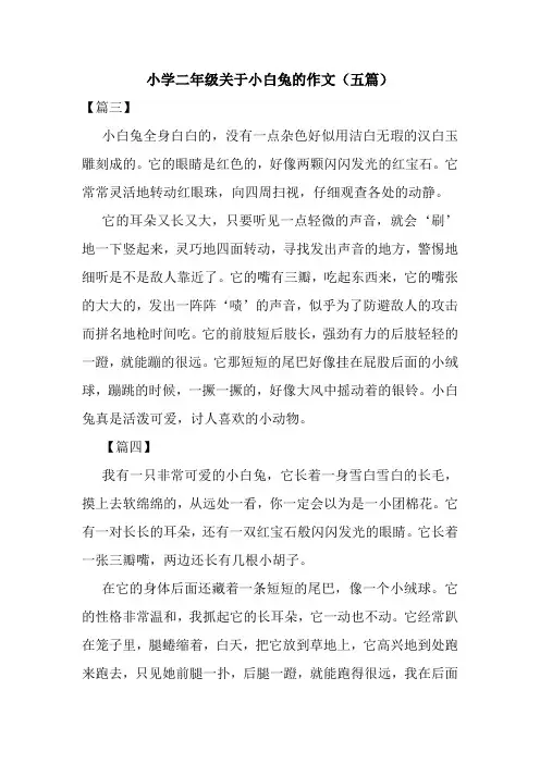 小学二年级关于小白兔的作文(五篇)