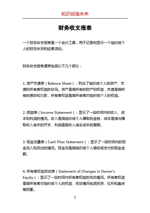 财务收支报表