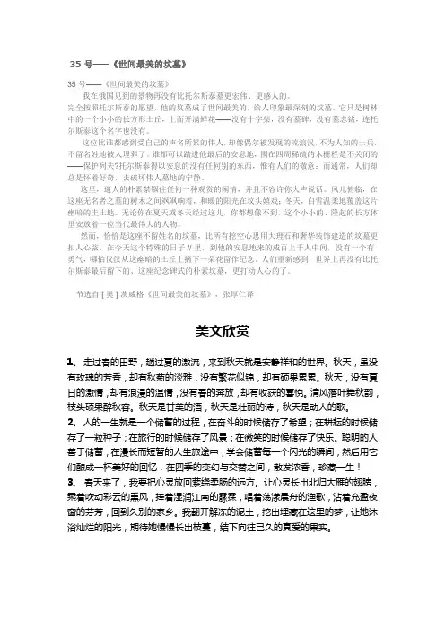 35 号——《世间最美的坟墓》