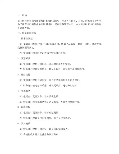出口销售账务处理方案
