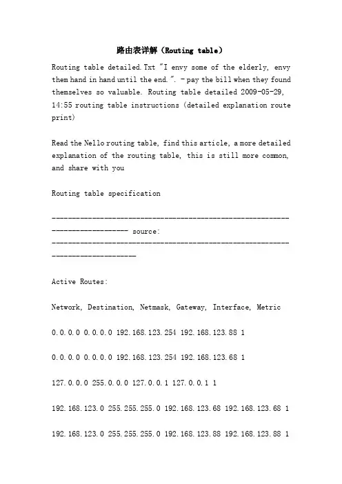 路由表详解（Routingtable）