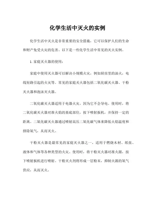 化学生活中灭火的实例