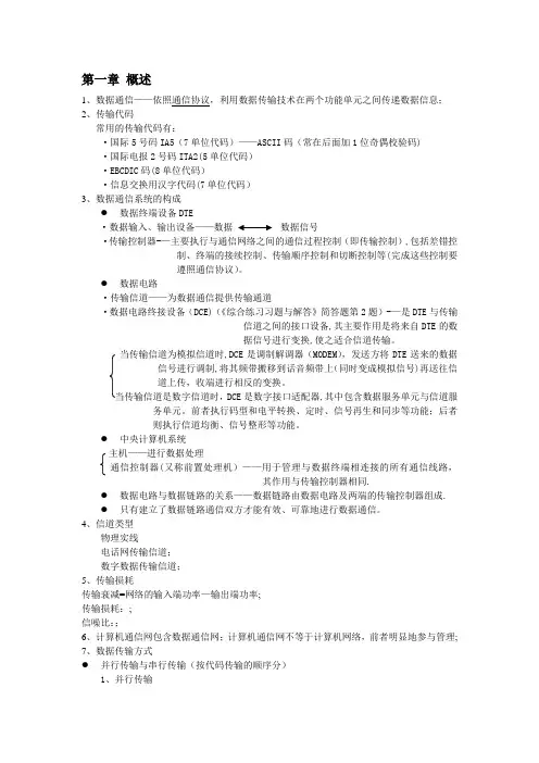 数据通信原理复习资料整理(期末考试必备)