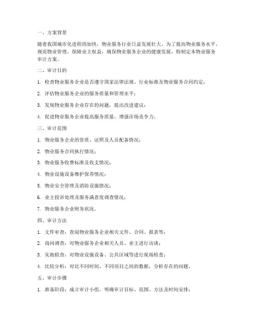 物业服务审计方案范文模板