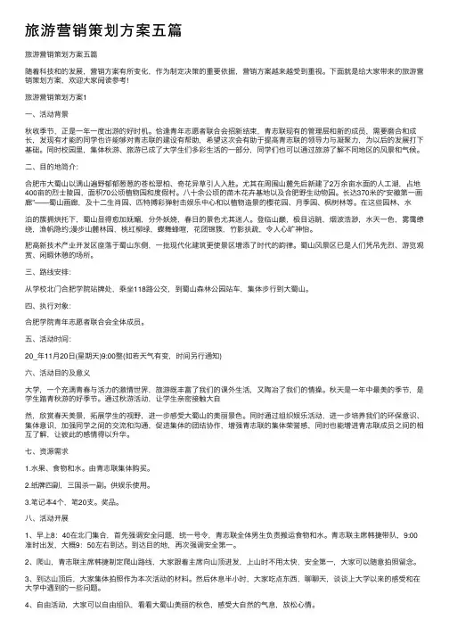 旅游营销策划方案五篇