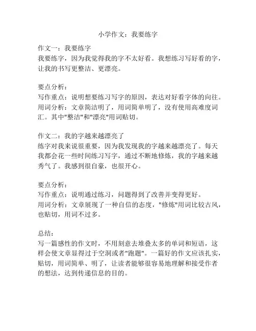 小学作文：我要练字
