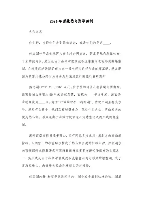 2024年西藏然乌湖导游词(3篇)