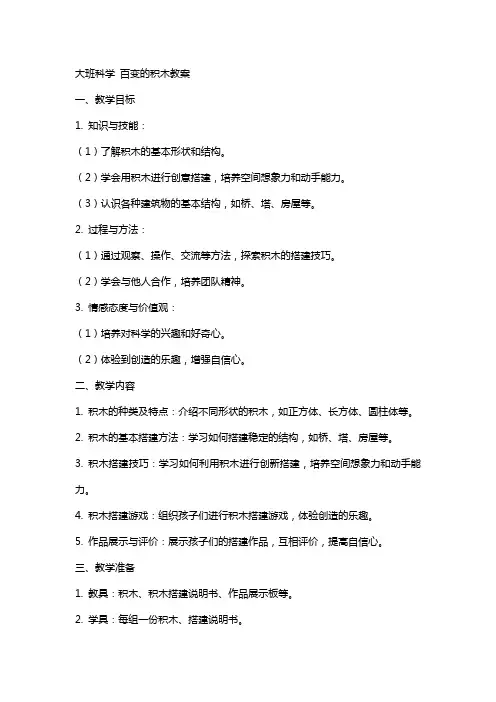 大班科学 百变的积木教案