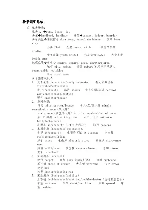 雅思听力场景词汇总结