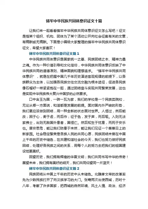 铸牢中华民族共同体意识征文十篇