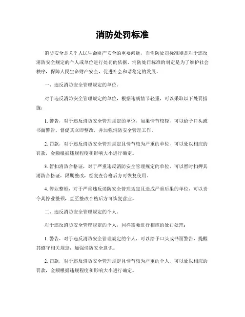 消防处罚标准
