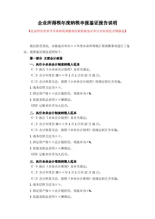[VIP专享]企业所得税年度纳税申报鉴证报告说明