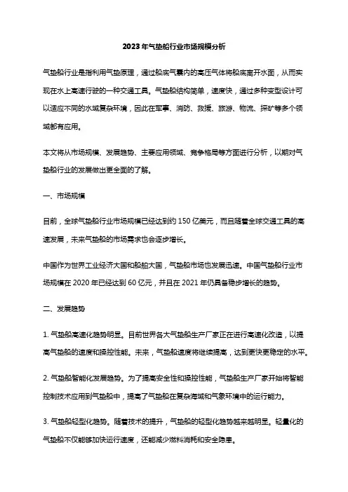 2023年气垫船行业市场规模分析