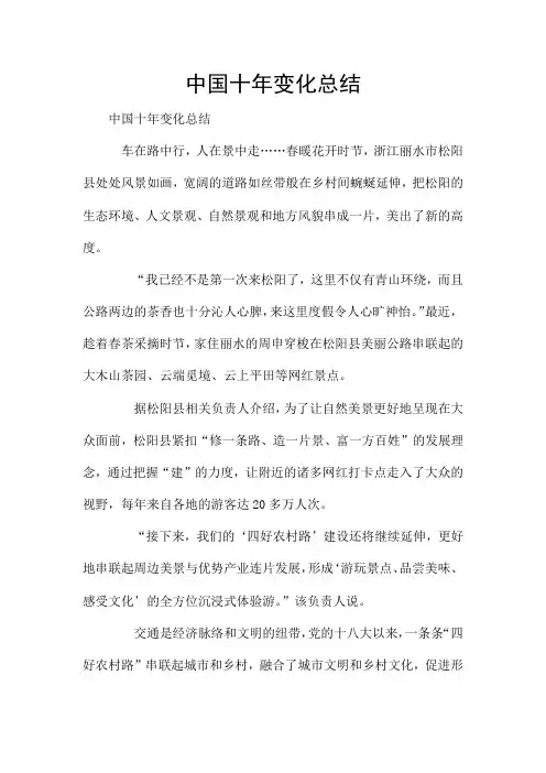 中国十年变化总结
