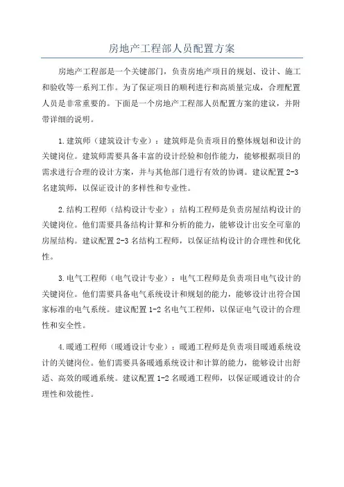 房地产工程部人员配置方案