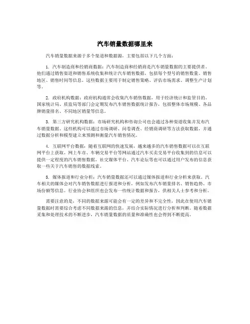 汽车销量数据哪里来