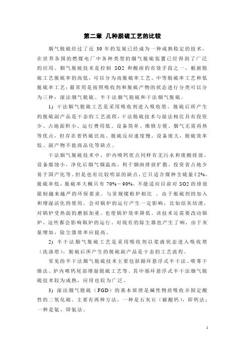 脱硫工艺比较