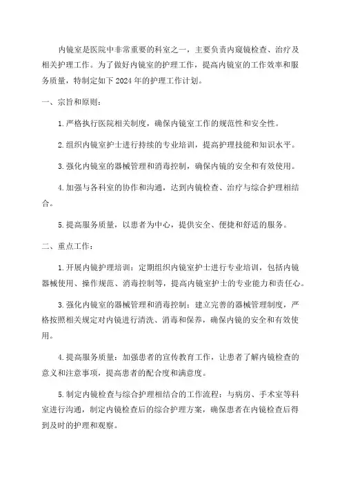 内镜室2024年护理工作计划