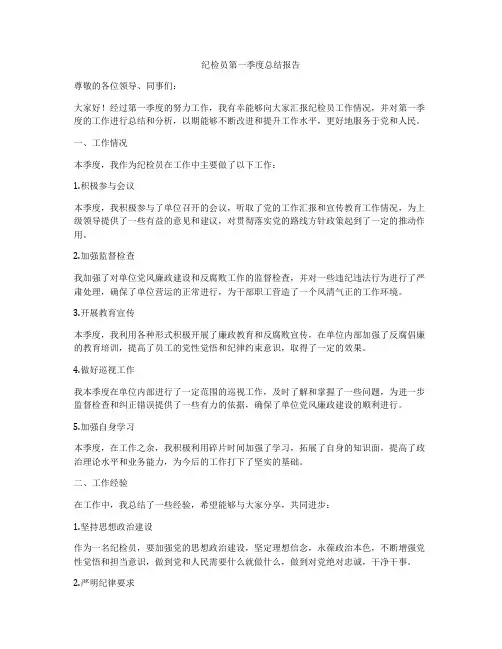 纪检员第一季度总结报告
