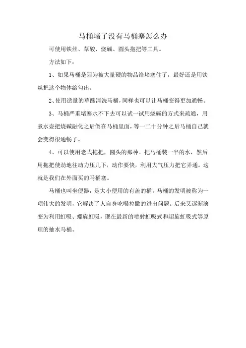 马桶堵了没有马桶塞怎么办