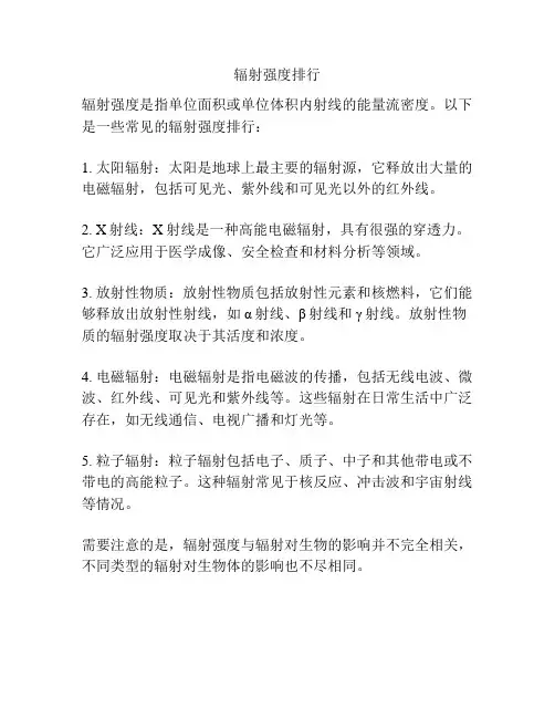 辐射强度排行