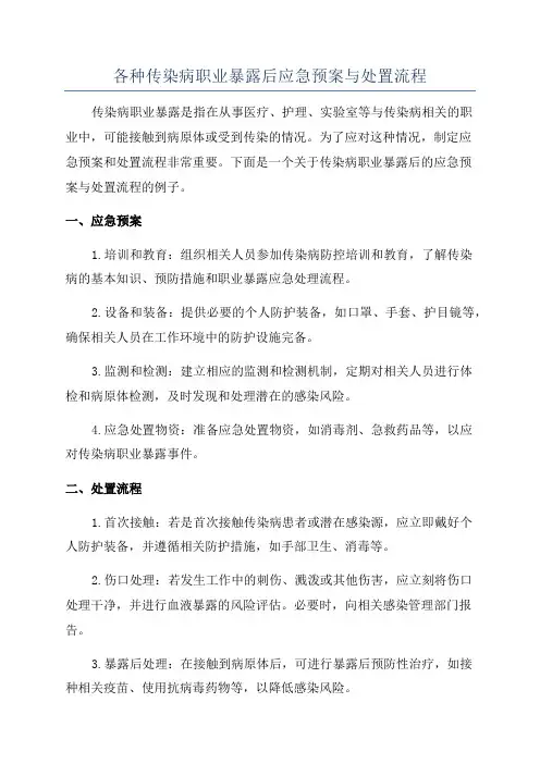 各种传染病职业暴露后应急预案与处置流程