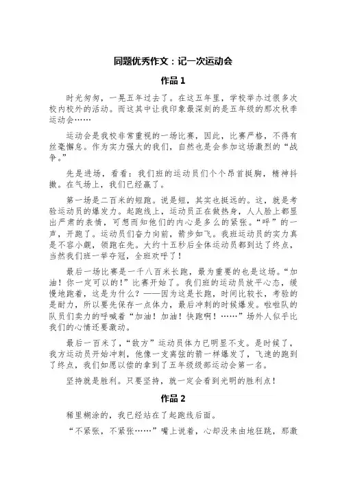 同题优秀作文：记一次运动会(精选四篇)