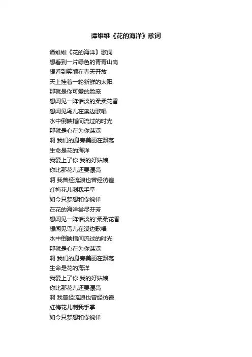 谭维维《花的海洋》歌词