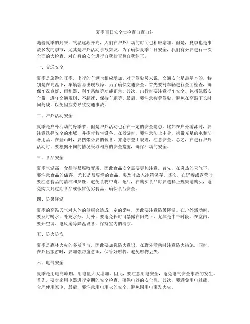 夏季百日安全大检查自查自纠
