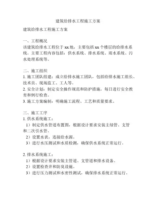 建筑给排水工程施工方案