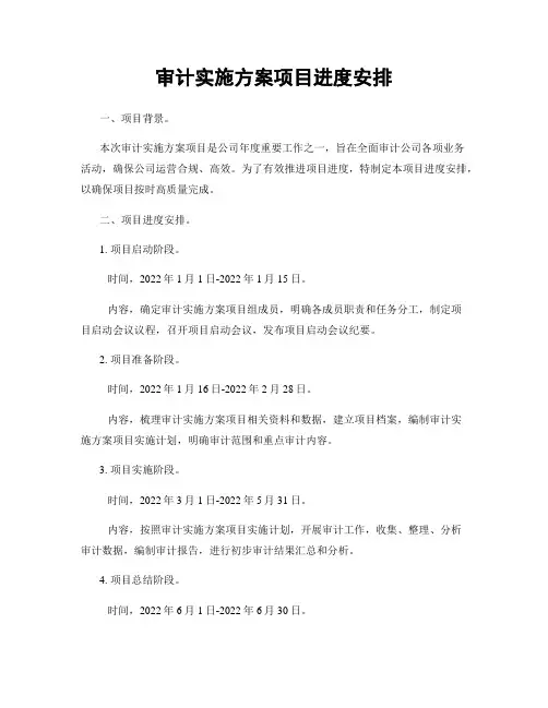 审计实施方案项目进度安排