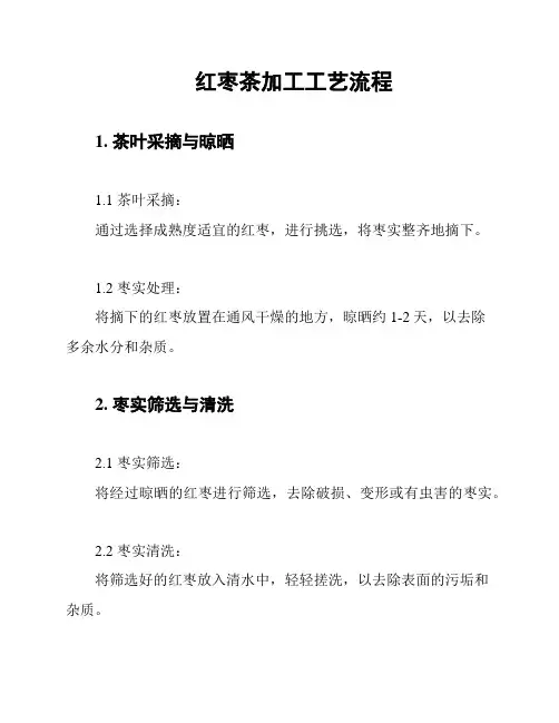 红枣茶加工工艺流程