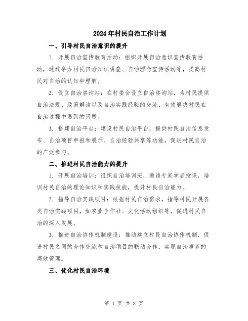 2024年村民自治工作计划