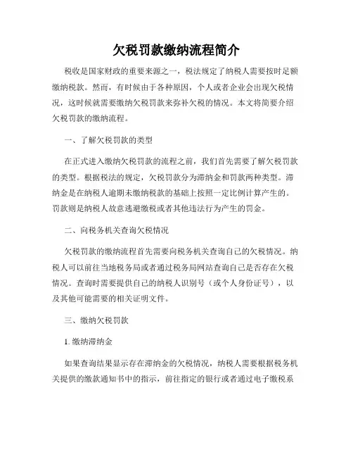 欠税罚款缴纳流程简介