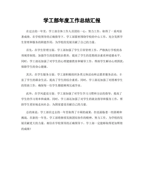 学工部年度工作总结汇报