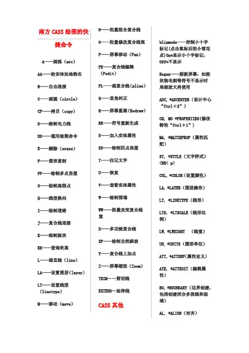 CASS常用快捷键