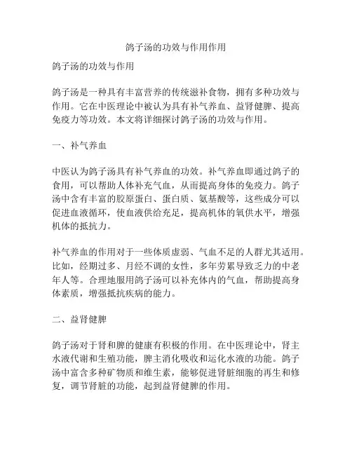 鸽子汤的功效与作用作用