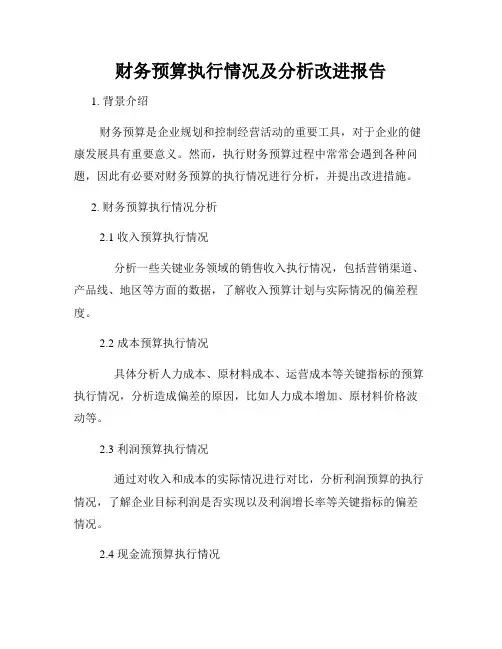 财务预算执行情况及分析改进报告