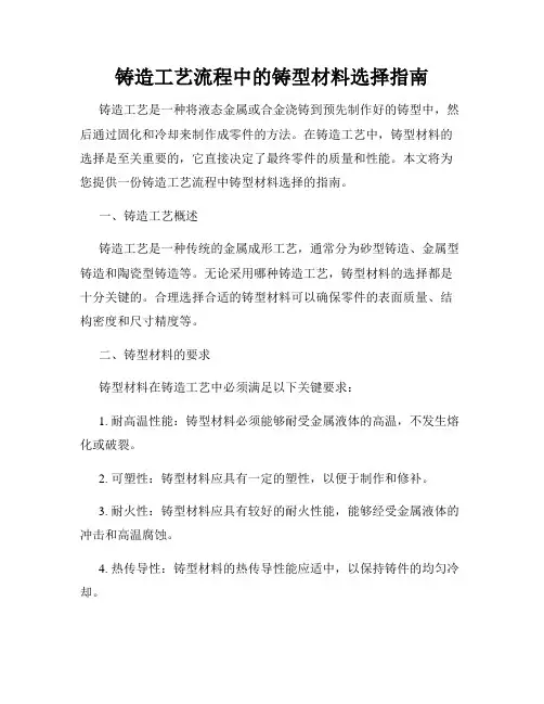 铸造工艺流程中的铸型材料选择指南