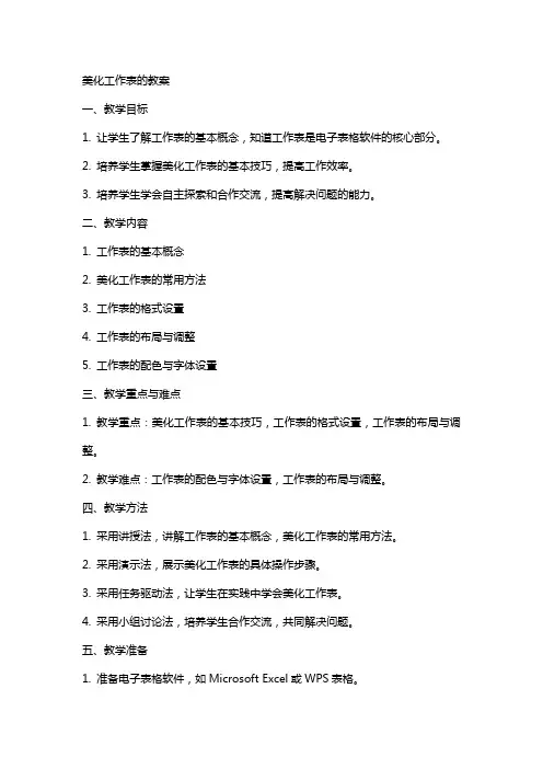 美化工作表的教案