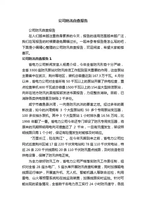 公司防汛自查报告
