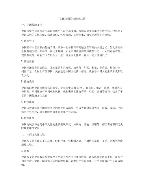 文化方面的知识点总结