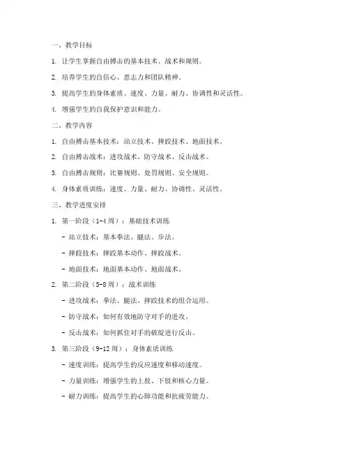 自由搏击教学工作计划