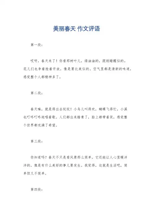 美丽春天 作文评语