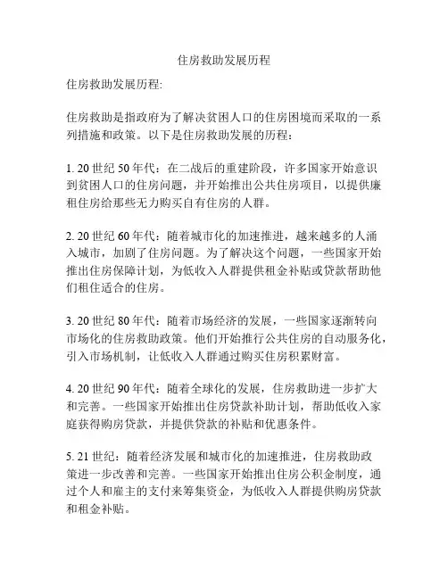 住房救助发展历程