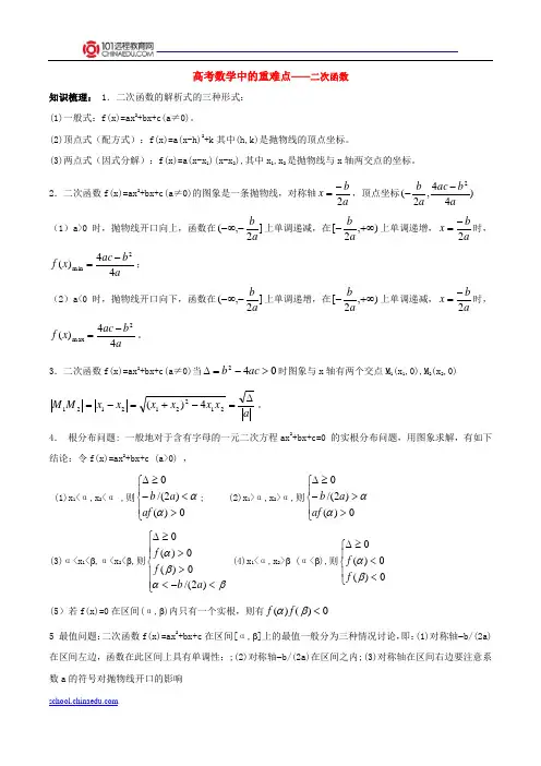 高考数学中的重难点——二次函数